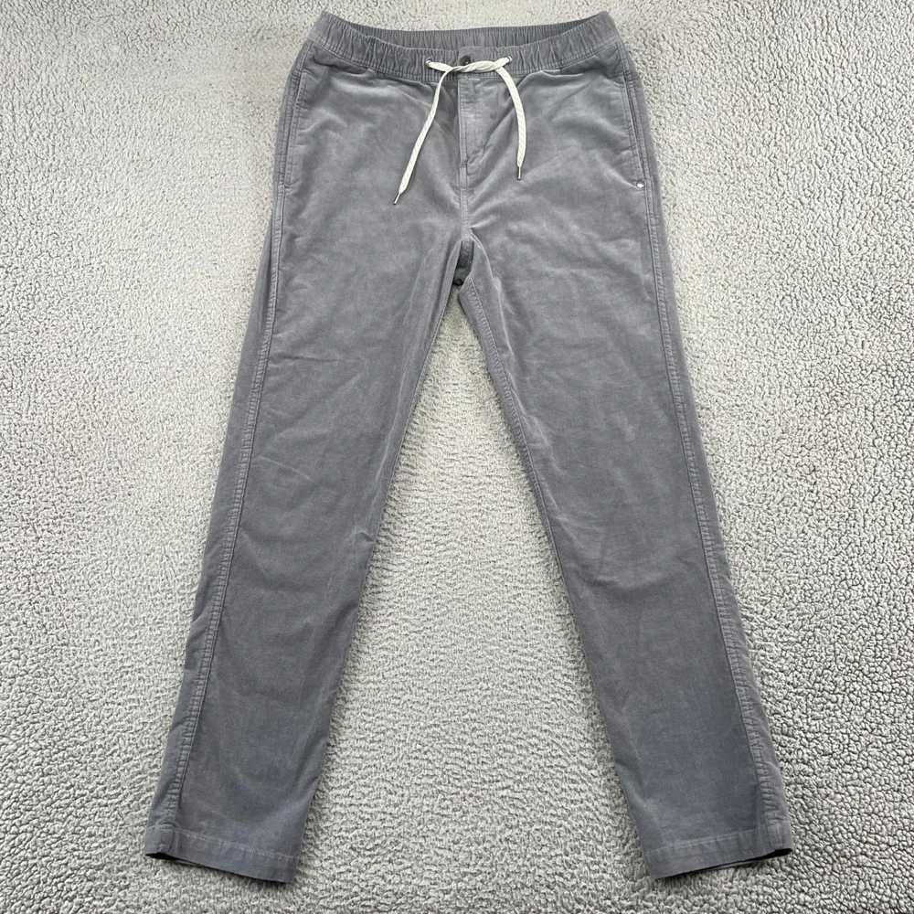 Vuori Pants Mens Large Grey Meta Corduroy Elastic Waist Drawstring V440 Slim Fit
